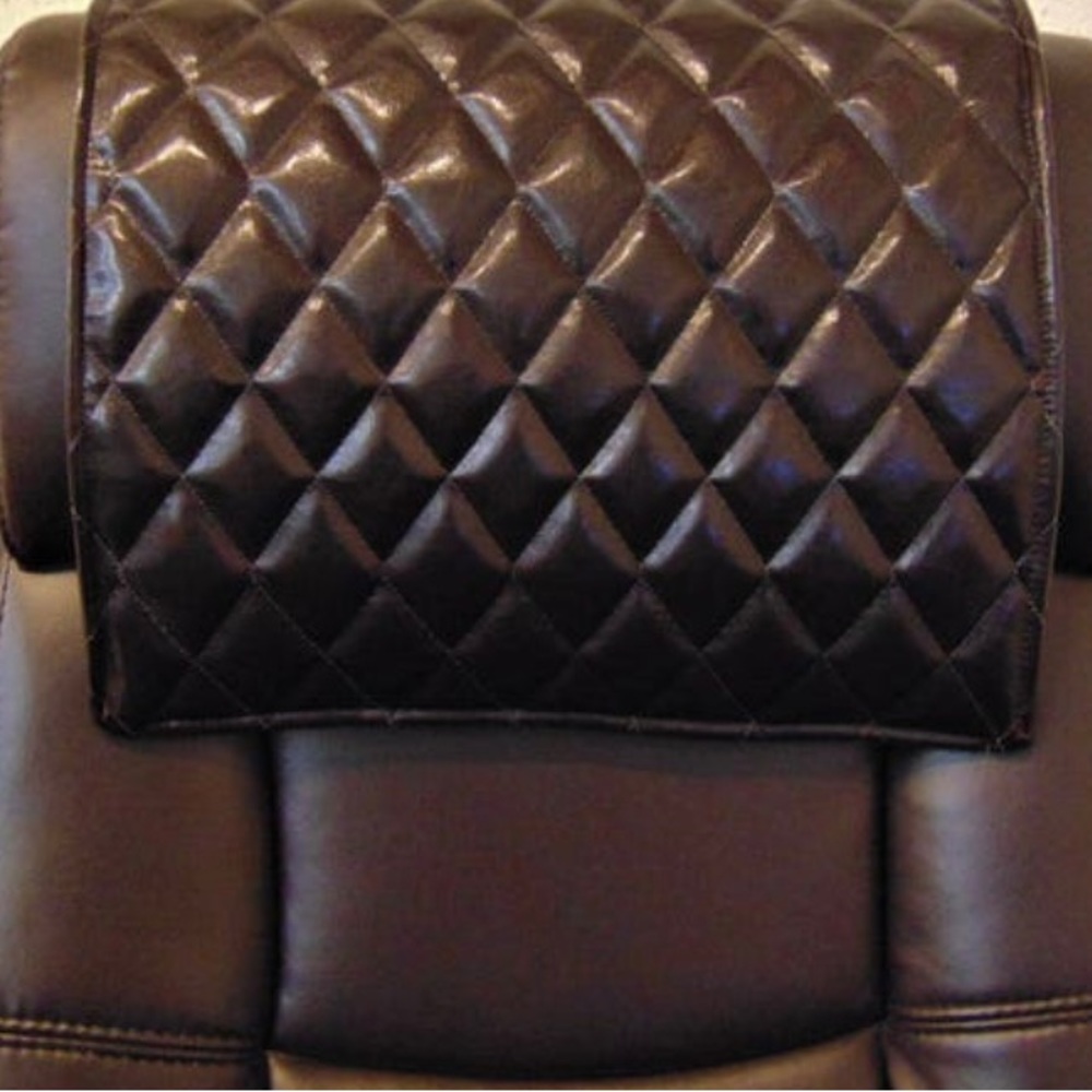 Padded Dark Brown Quilted Vinyl, Sofa, Loveseat, Chaise, Theater Seat,